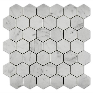 Đá Mosaic Bianco Carrara White Marble Hexagon